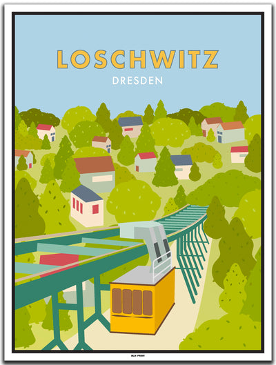vintage kunstdruck poster loschwitz Dresden #30x40cm-weier-farbrand