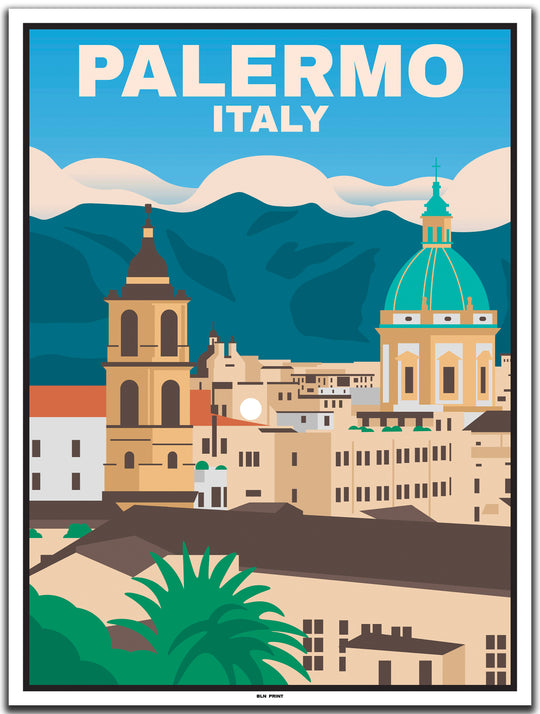 vintage travel poster Palermo #30x40cm-white-color-border