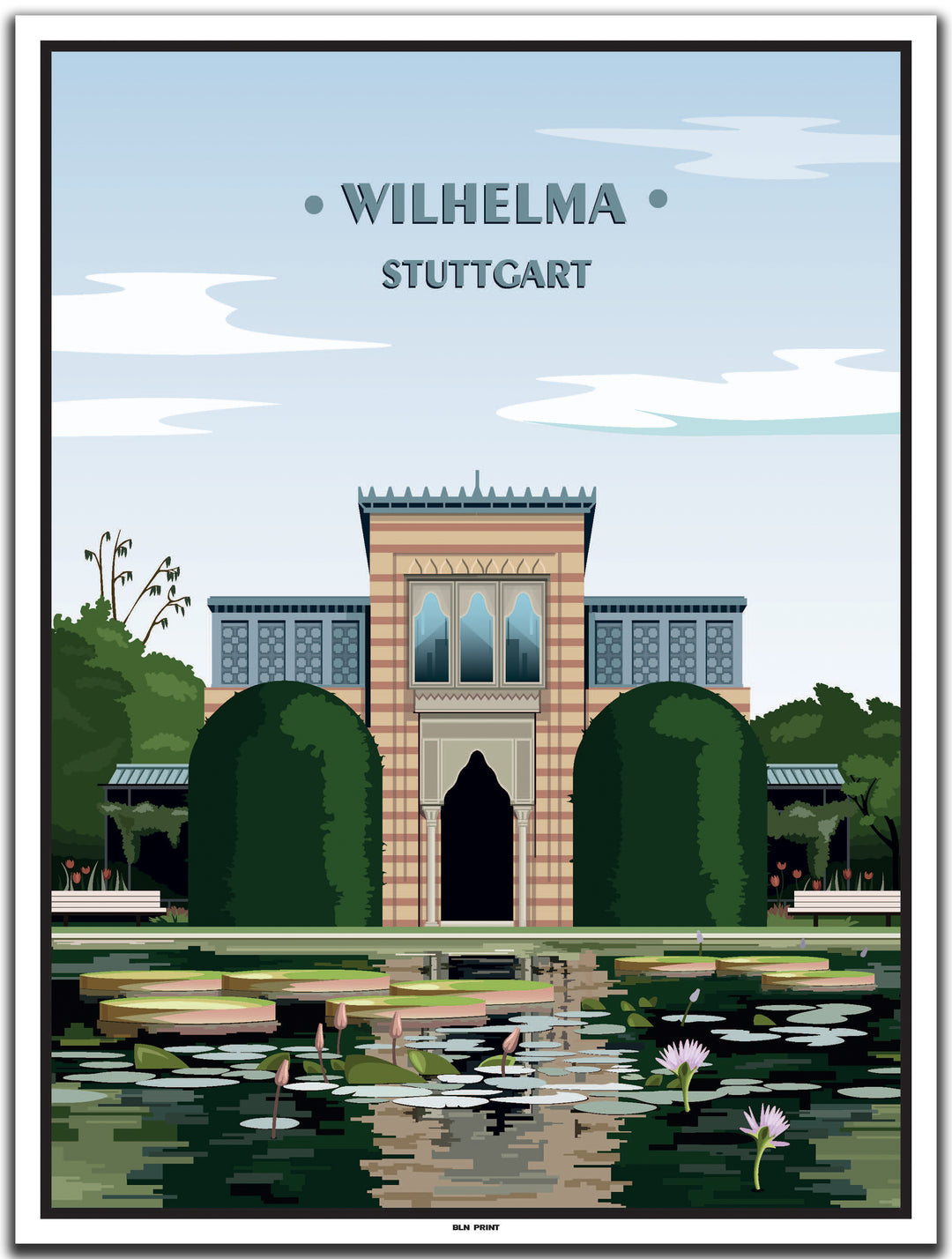 vintage kunstdruck poster stuttgart wilhelma #30x40cm-weier-farbrand