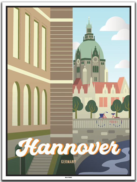 vintage kunstdruck poster rathaus hannover #30x40cm-weier-farbrand