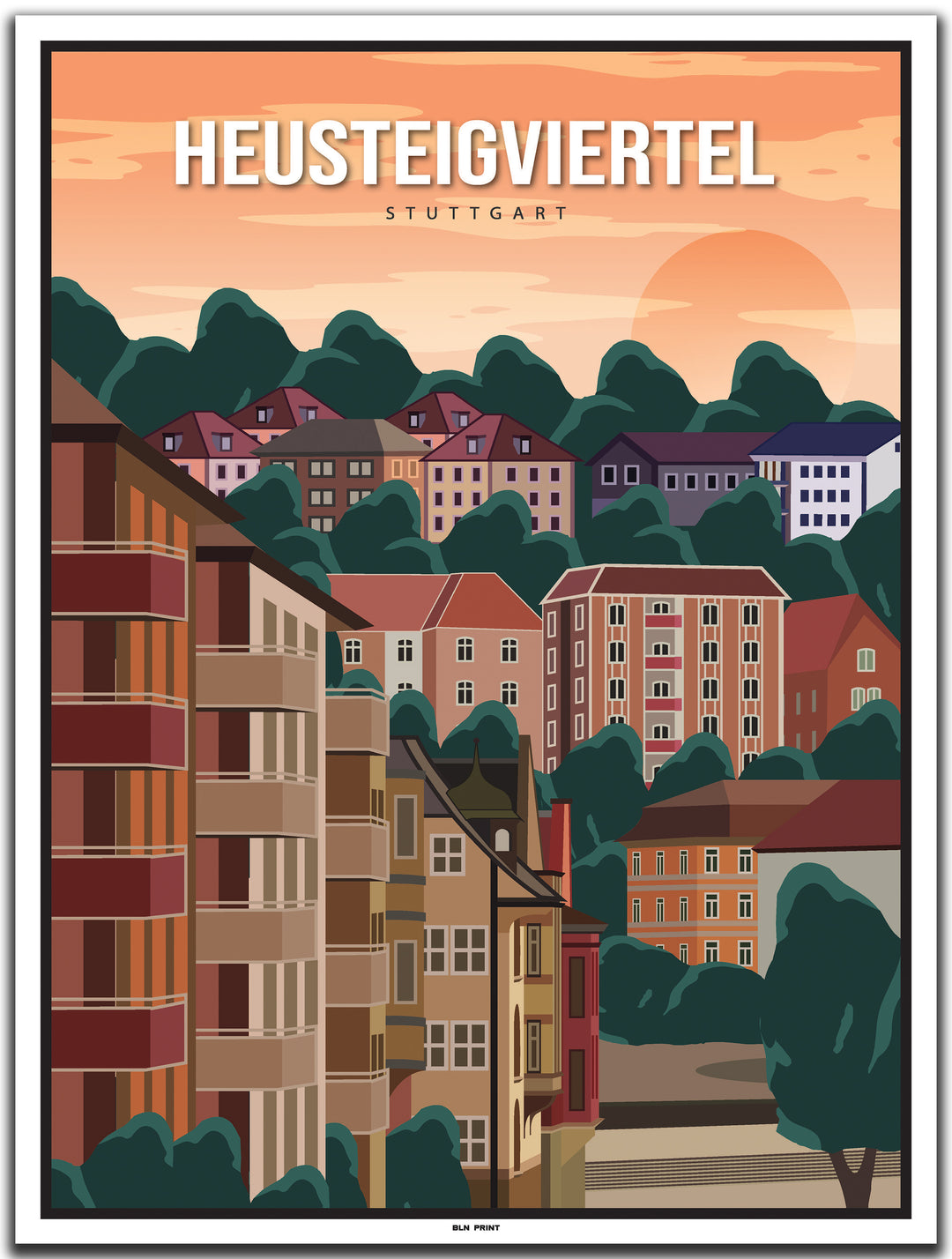 vintage kunstdruck poster stuttgart heusteigviertel #30x40cm-weier-farbrand