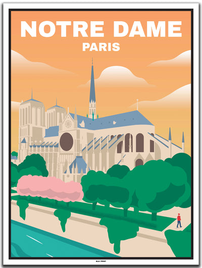 vintage kunstdruck poster Notre Dame Paris #30x40cm-weier-farbrand