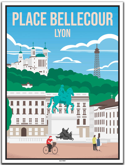 vintage kunstdruck poster Place Bellecour Lyon #30x40cm-weier-farbrand