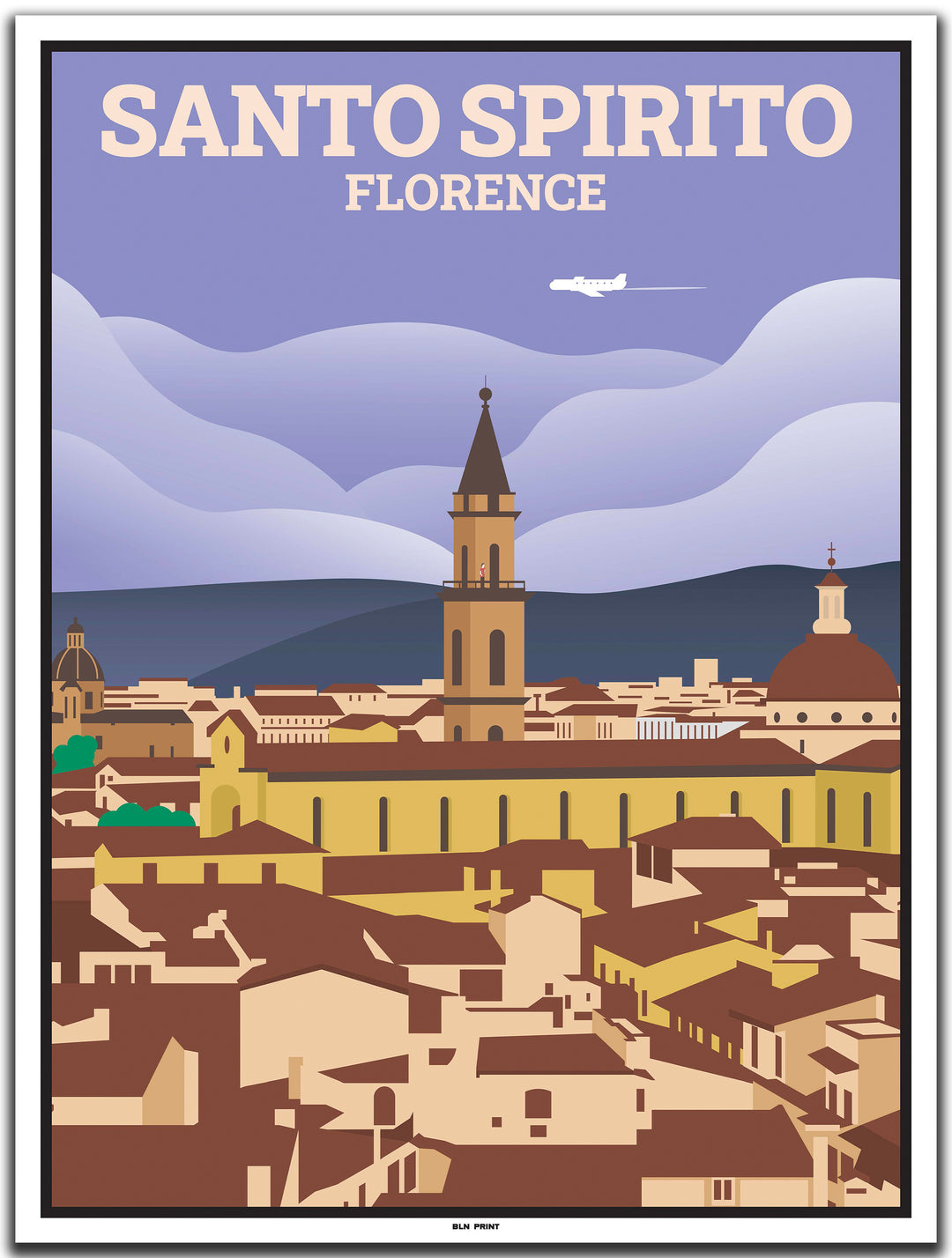 vintage travel poster florenz #30x40cm-white-color-border