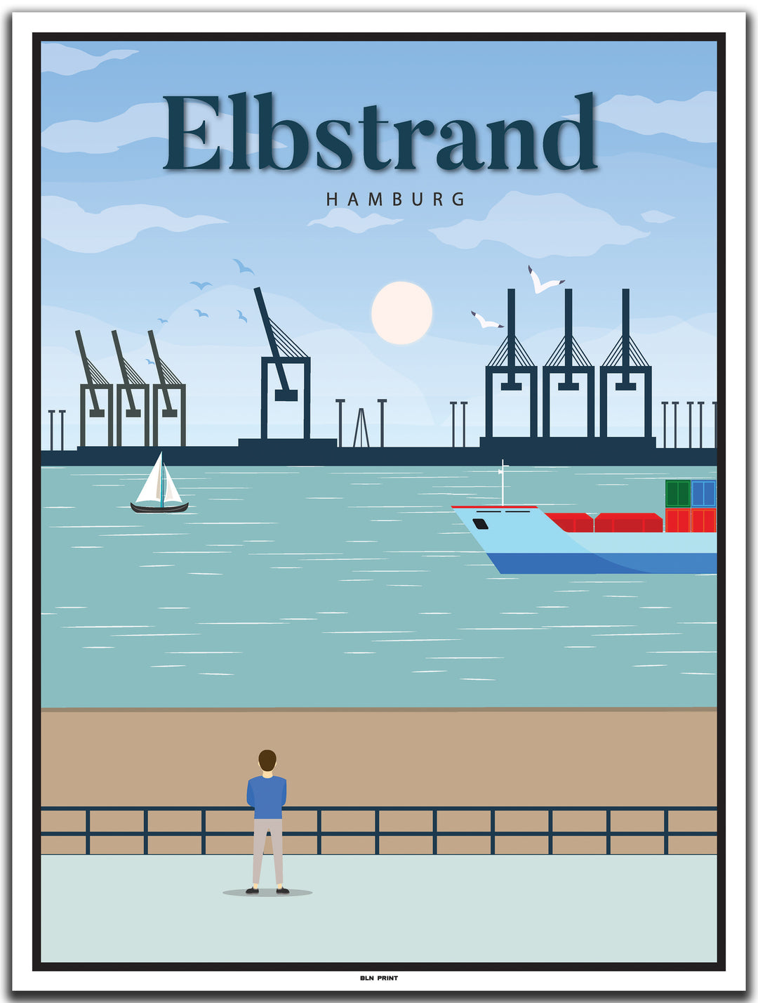 vintage kunstdruck poster hamburg elbstrand #30x40cm-weier-farbrand