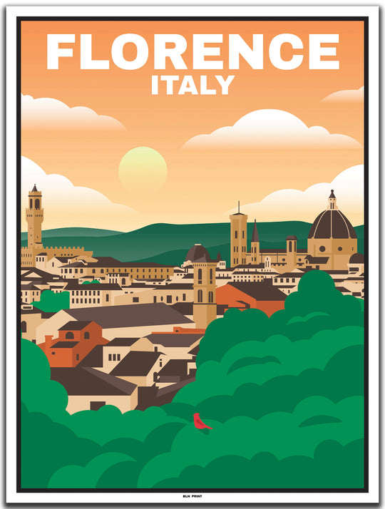 vintage travel poster florenz #30x40cm-white-color-border