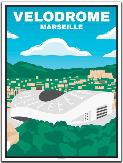 vintage kunstdruck travel poster Velodrome Marseille #30x40cm-weier-farbrand