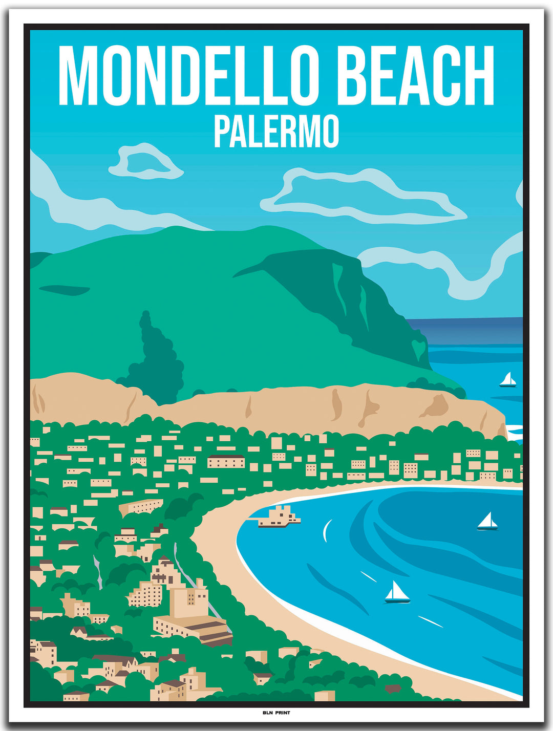 vintage travel poster Palermo #30x40cm-white-color-border