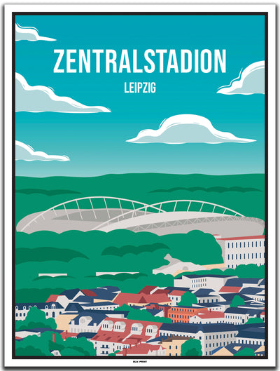vintage kunstdruck poster Zentralstadion Leipzig #30x40cm-weier-farbrand
