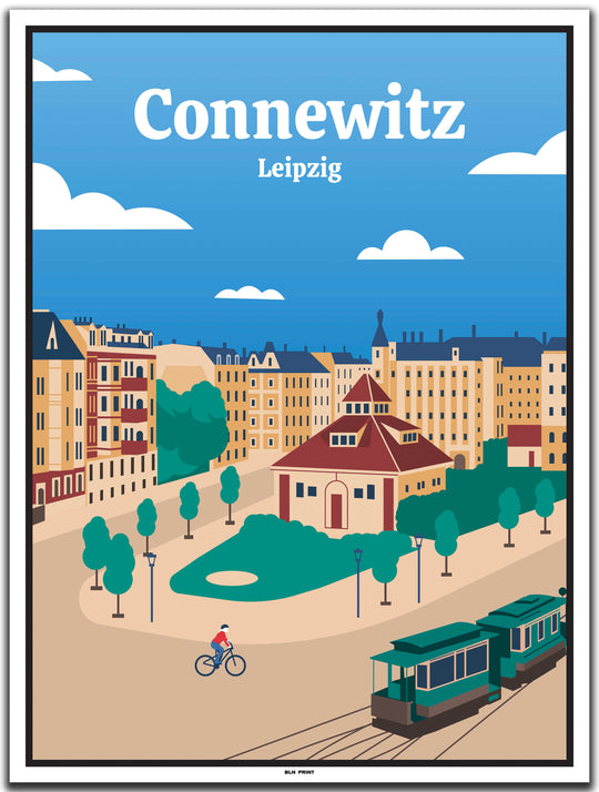 vintage kunstdruck poster Connewitz Leipzig #30x40cm-weier-farbrand