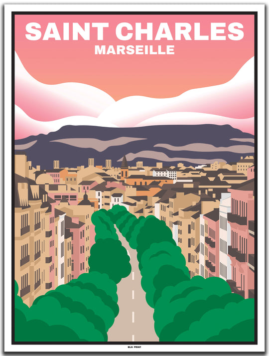 vintage travel poster marseille #30x40cm-white-color-border