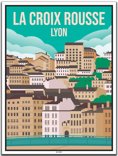 vintage kunstdruck poster La Croix Rousse Lyon #30x40cm-weier-farbrand