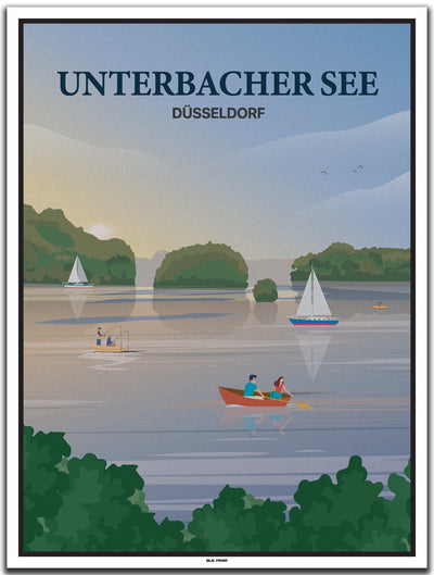 vintage kunstdruck poster Unterbacher See Düsseldorf #30x40cm-weier-farbrand