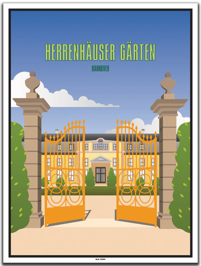 vintage kunstdruck poster hannover herrenhäuser gärten #30x40cm-weier-farbrand