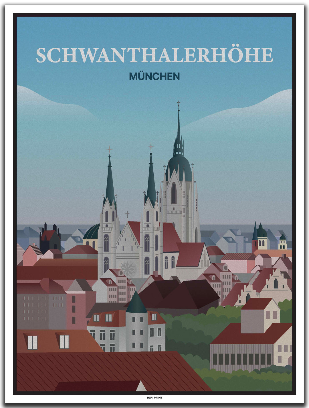 vintage kunstdruck poster schwanthalerhöhe münchen #30x40cm-weier-farbrand