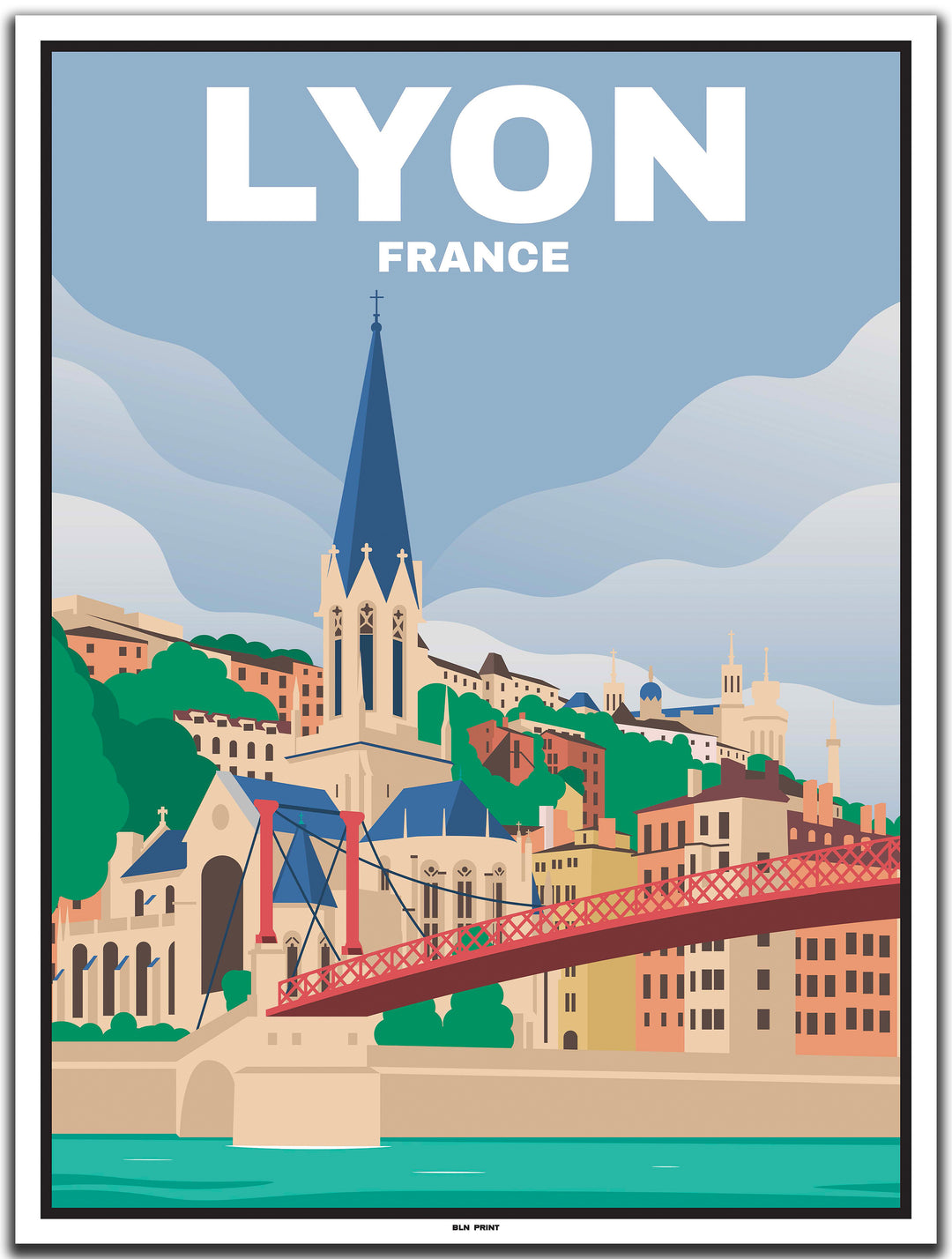 vintage kunstdruck poster Saint-Georges Lyon #30x40cm-weier-farbrand