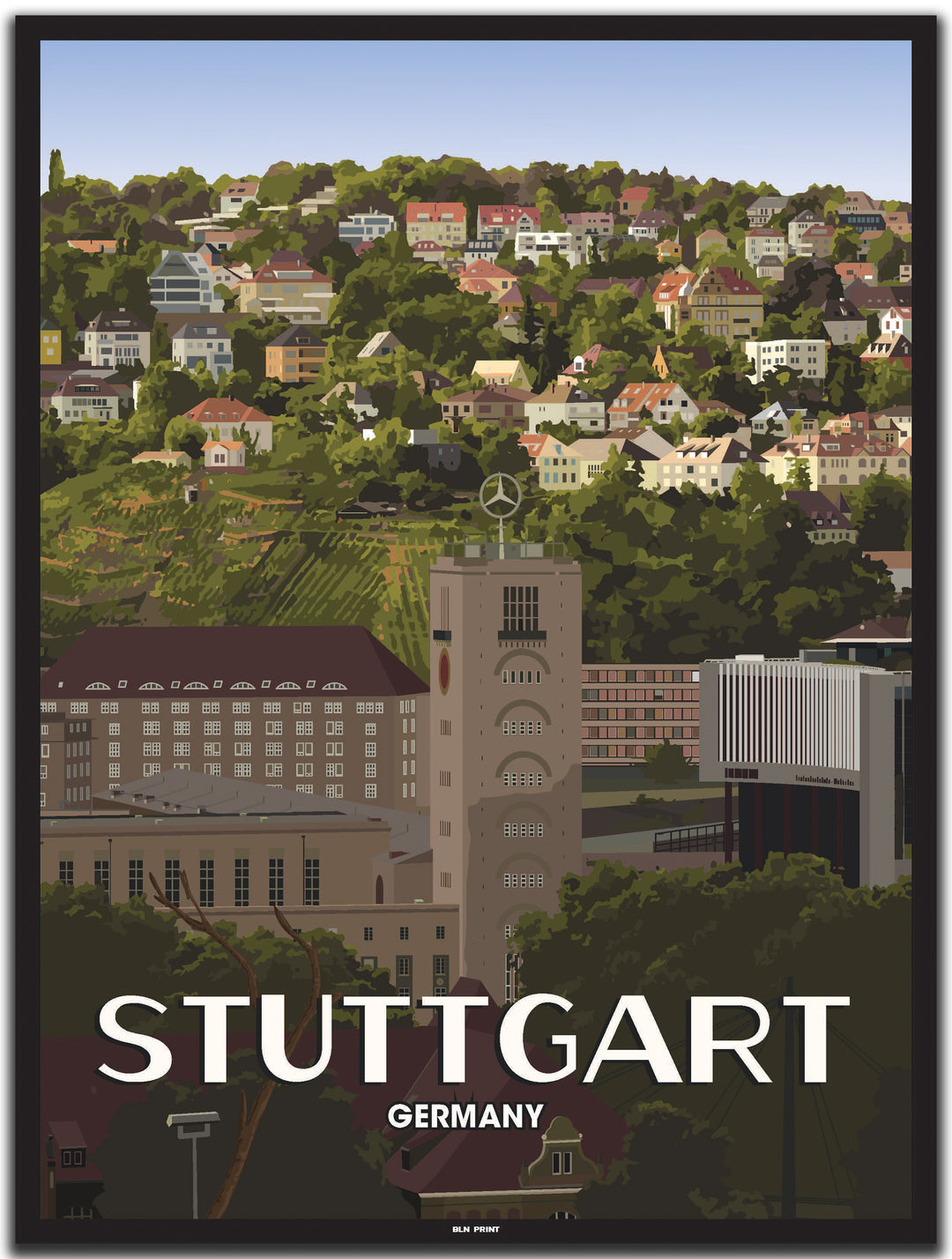 vintage stuttgart poster shop #30x40cm-schwarzer-farbrand