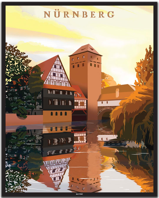 vintage nürnberg poster shop #40x50cm-schwarzer-farbrand