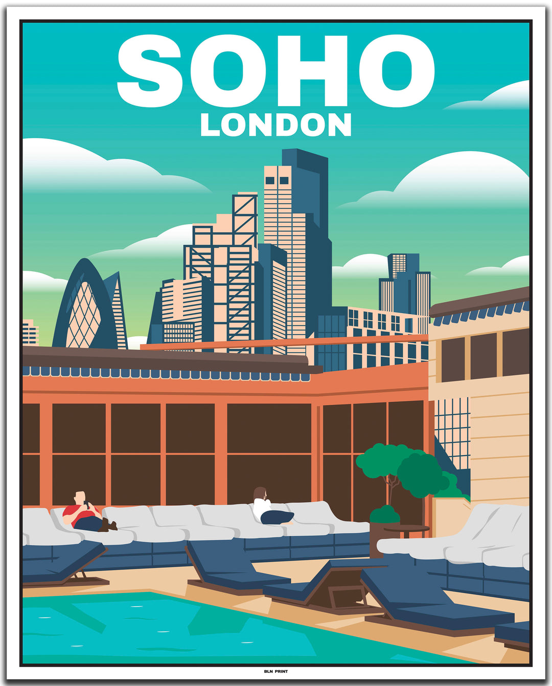 vintage travel poster london #40x50cm-white-color-border