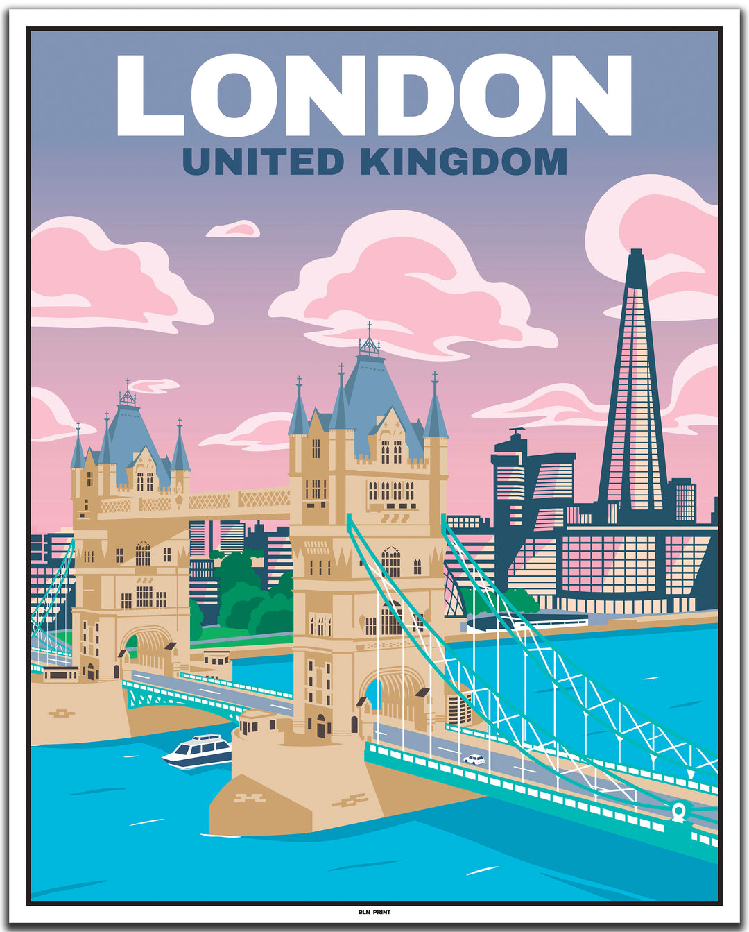 vintage travel poster london #40x50cm-white-color-border