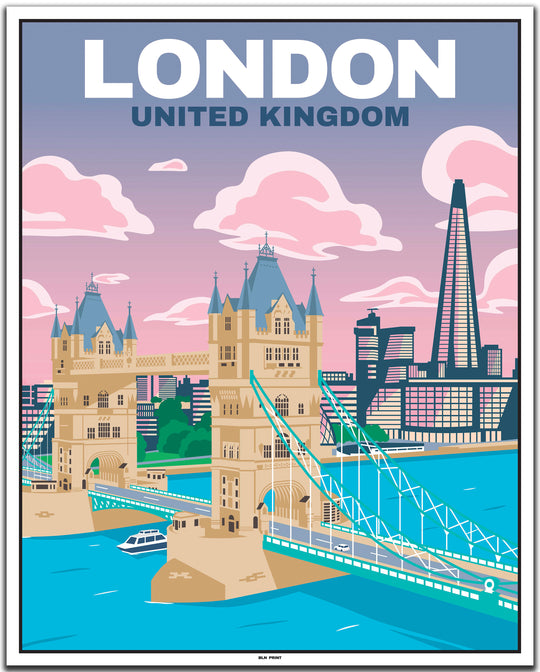 vintage travel poster london #40x50cm-white-color-border