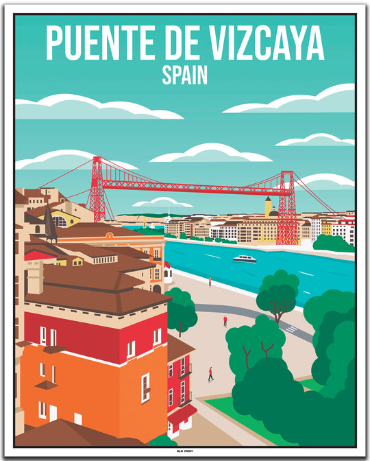 vintage travel poster bilbao #40x50cm-white-color-border