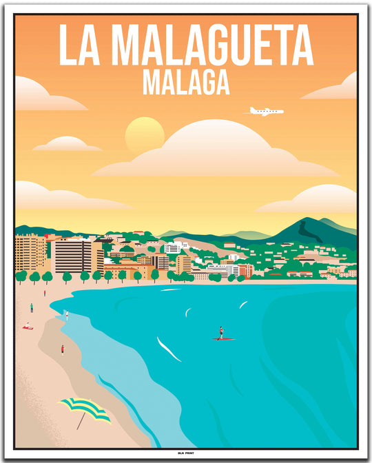 vintage travel poster malaga #40x50cm-white-color-border