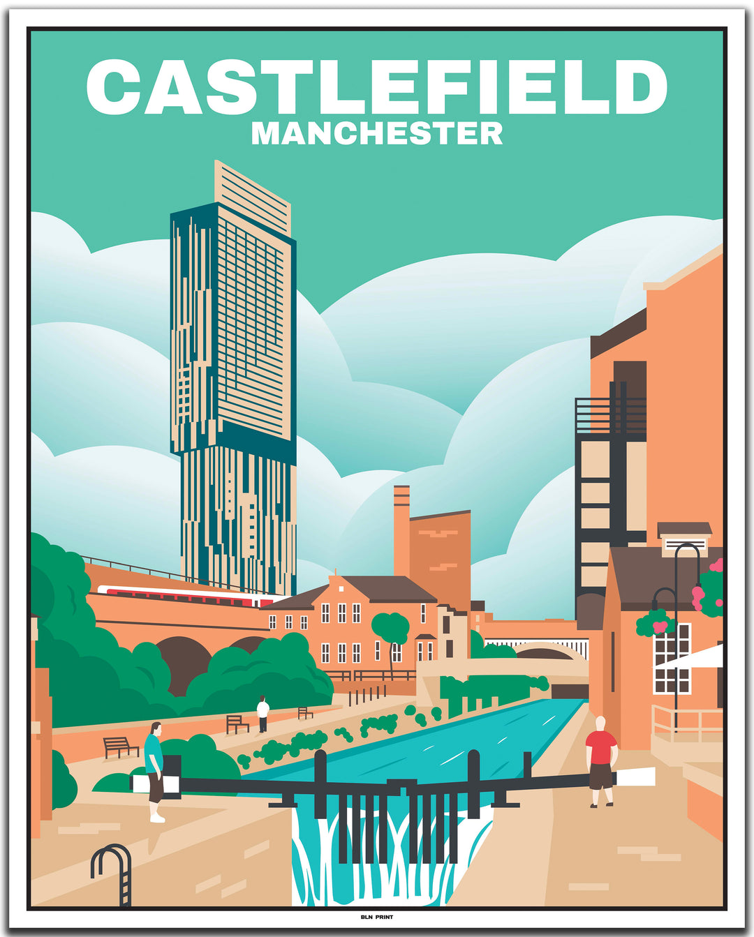 vintage travel poster manchester #40x50cm-white-color-border