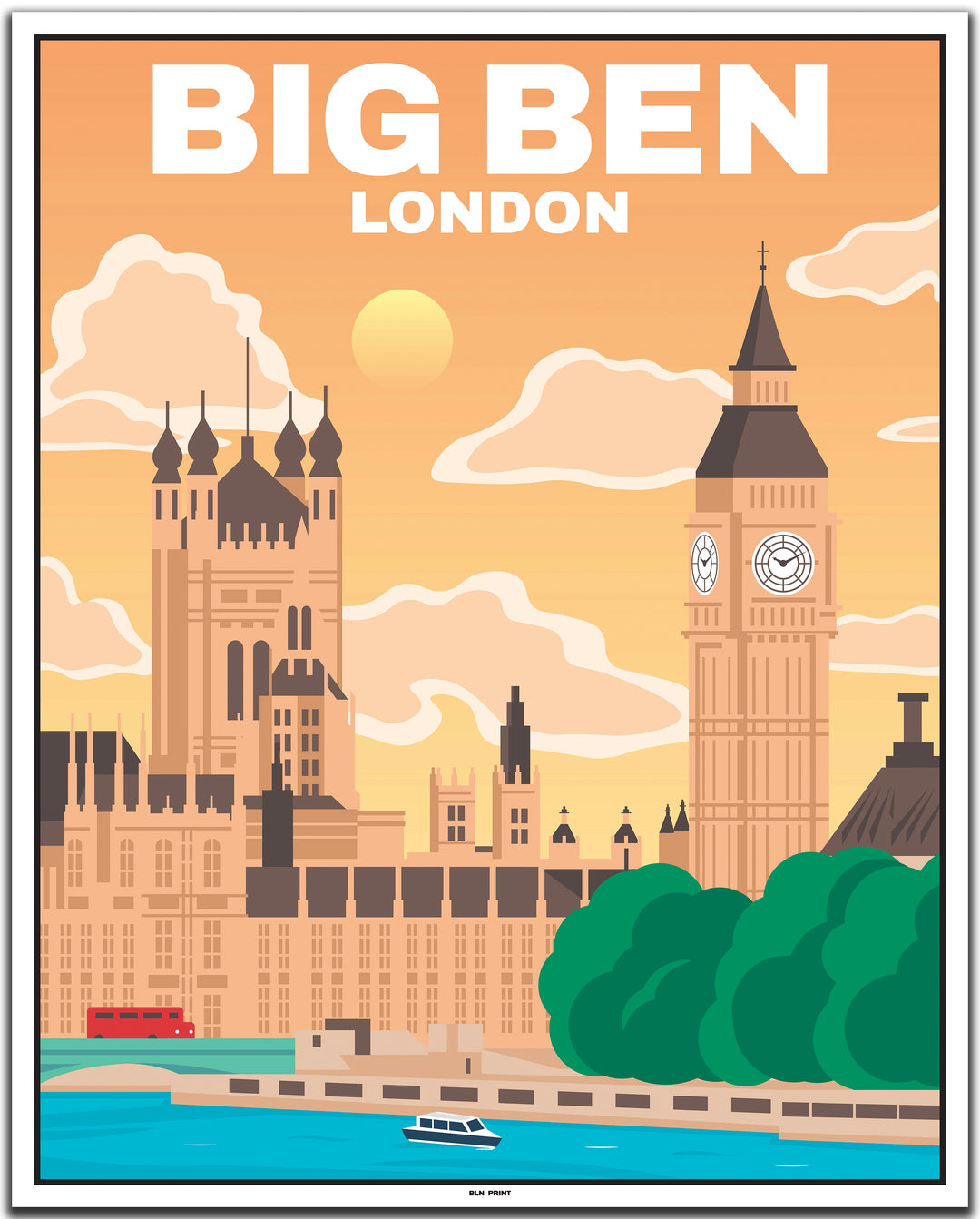 vintage travel poster london #40x50cm-white-color-border