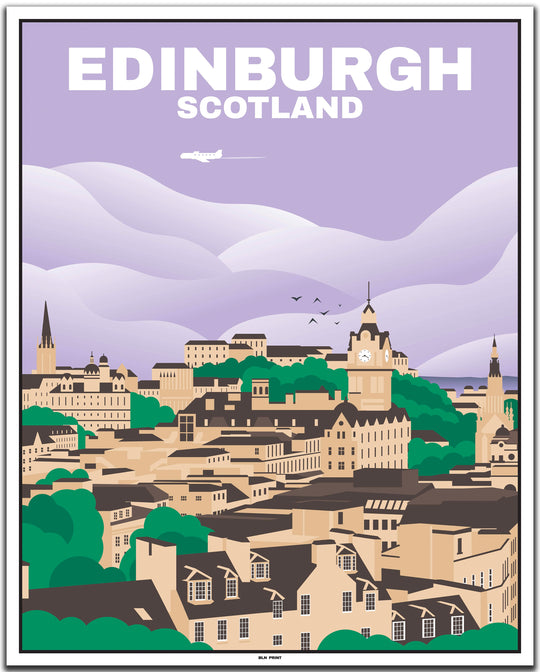 vintage travel poster edinburgh #40x50cm-white-color-border