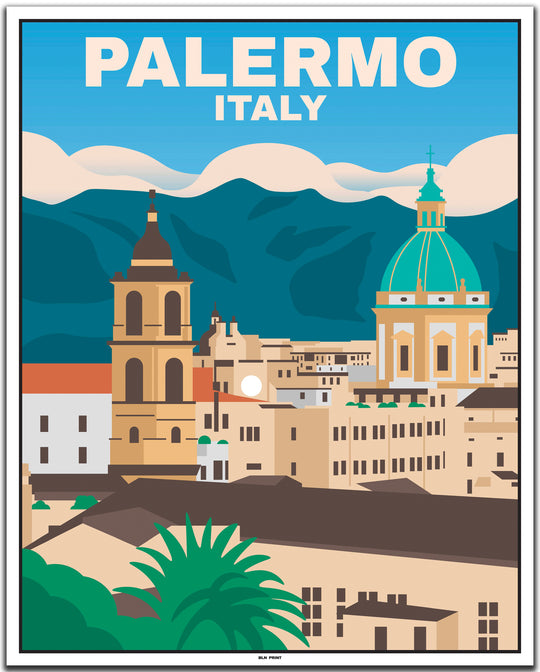 vintage travel poster Palermo #40x50cm-white-color-border