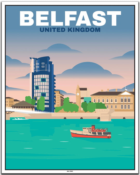 vintage travel poster belfast #40x50cm-white-color-border