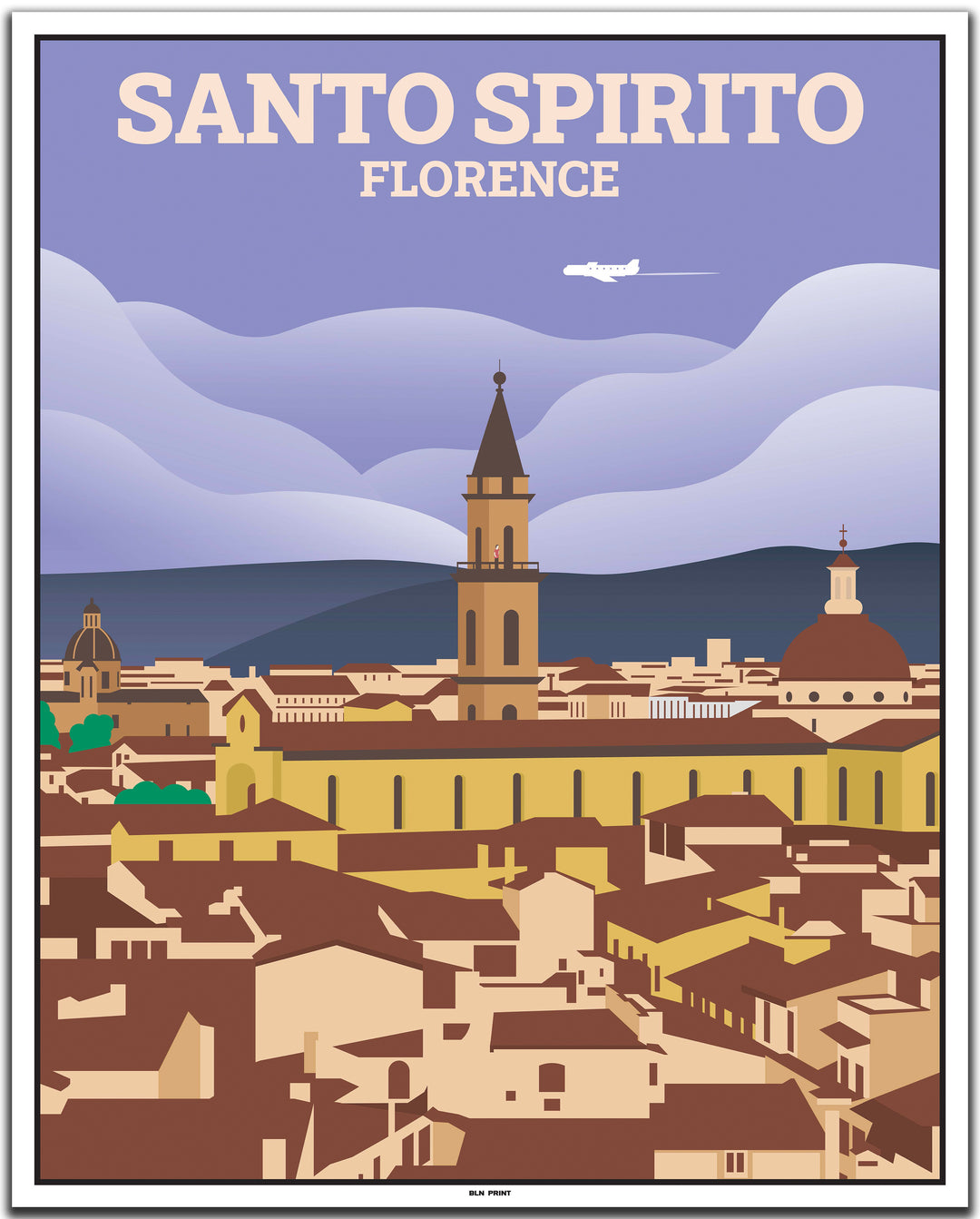 vintage travel poster florenz #40x50cm-white-color-border