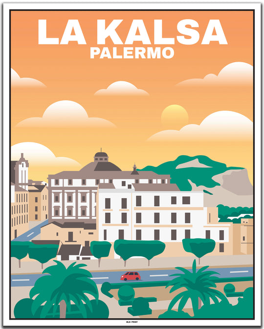 vintage travel poster Palermo #40x50cm-white-color-border