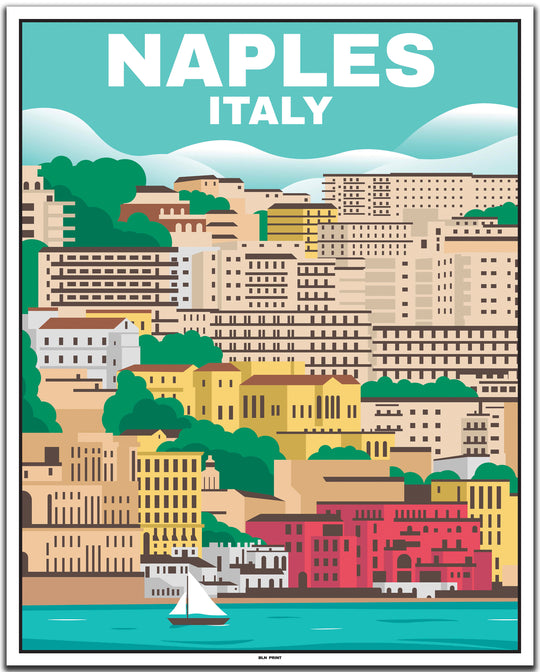 vintage travel poster napoli #40x50cm-white-color-border