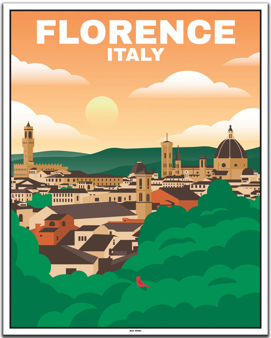 vintage travel poster florenz #40x50cm-white-color-border