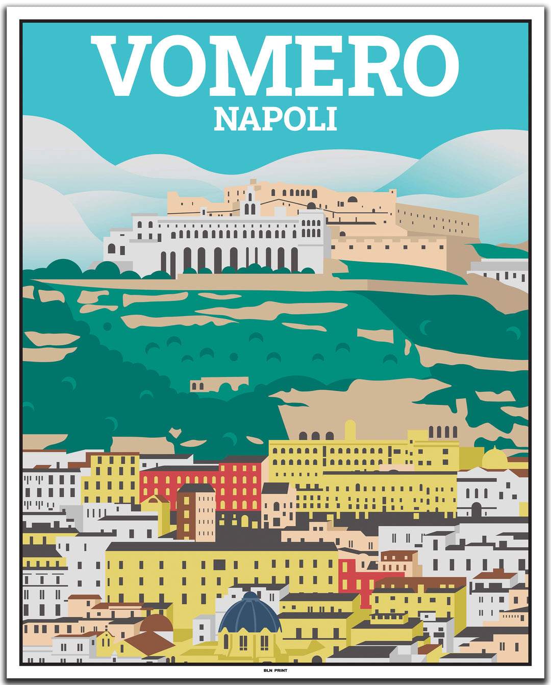 vintage travel poster napoli #40x50cm-white-color-border