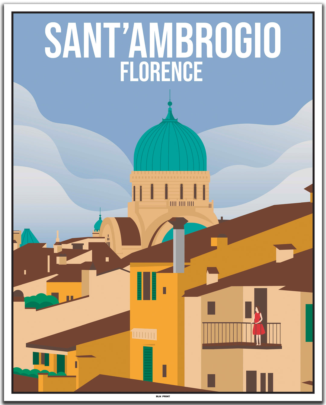 vintage travel poster florenz #40x50cm-white-color-border