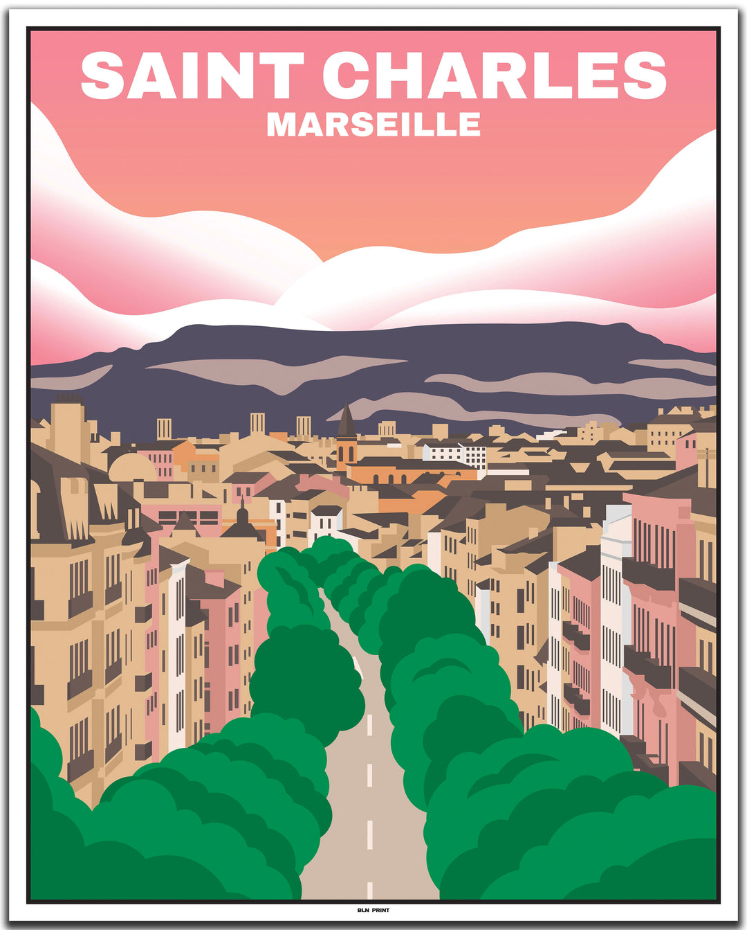 vintage travel poster marseille #40x50cm-white-color-border