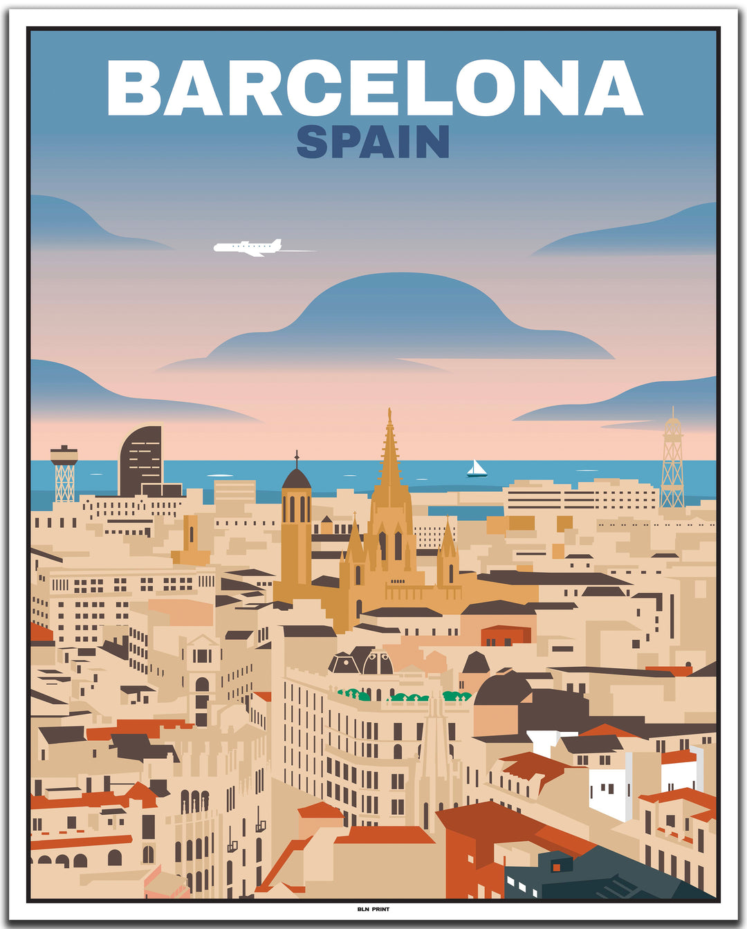 vintage travel poster barcelona #40x50cm-weier-farbrand