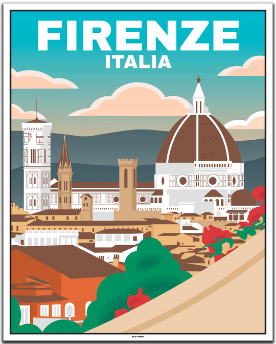 vintage travel poster florenz #40x50cm-white-color-border