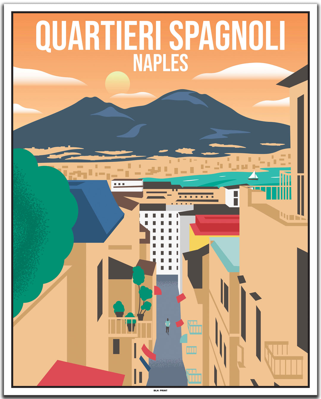 vintage travel poster napoli #40x50cm-white-color-border