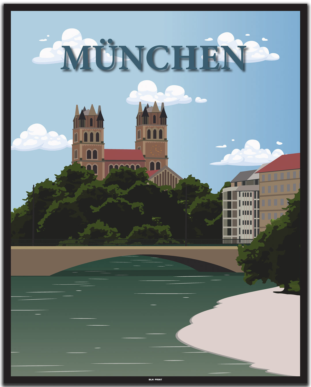 vintage münchen poster shop #40x50cm-schwarzer-farbrand