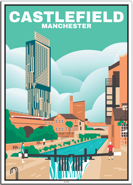 vintage travel poster manchester #50x70cm-white-color-border