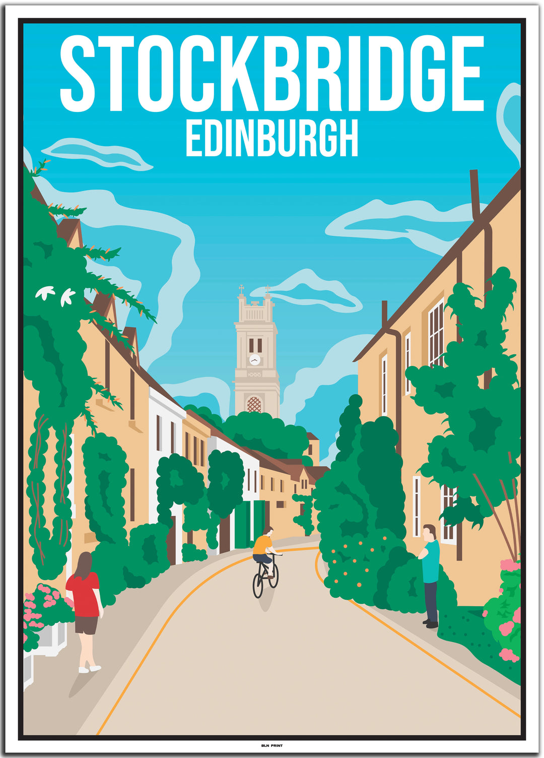 vintage travel poster edinburgh #50x70cm-white-color-border