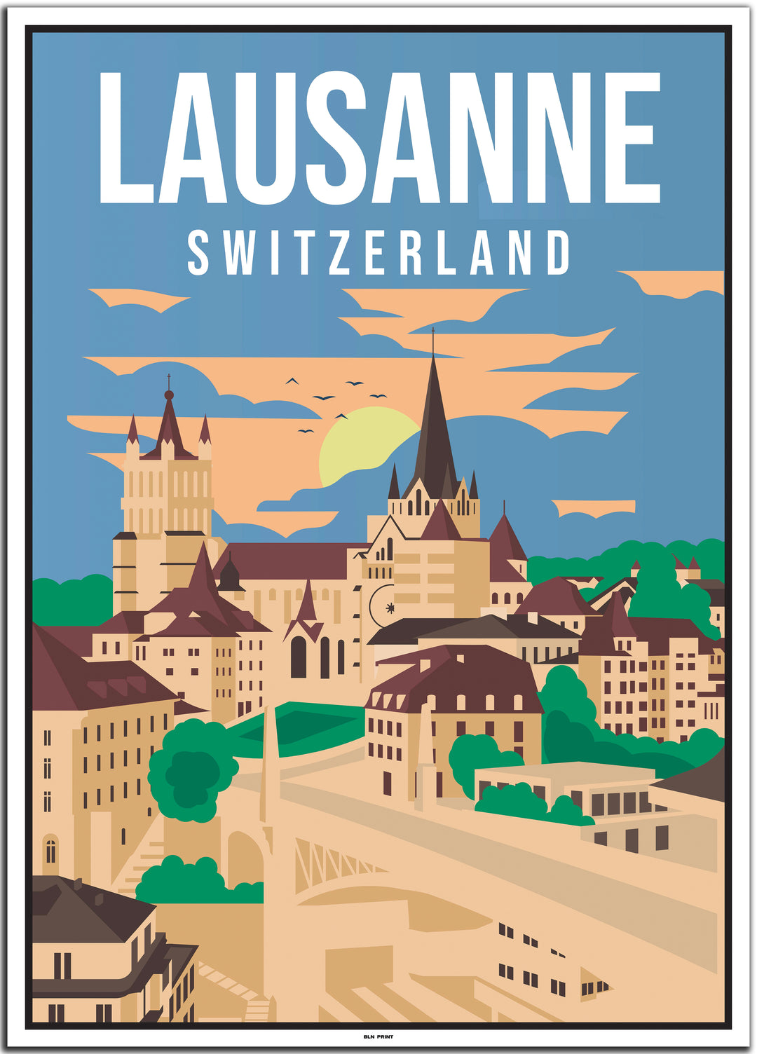 vintage Lausanne poster shop #50x70cm-weier-farbrand