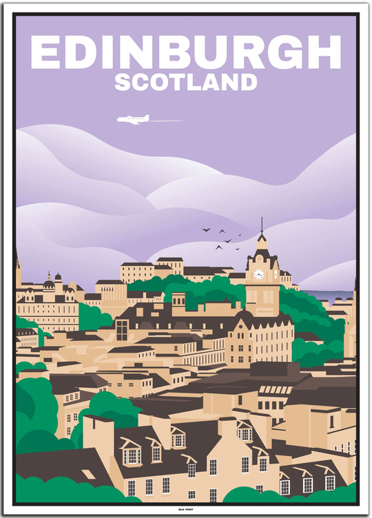 vintage travel poster edinburgh #50x70cm-white-color-border