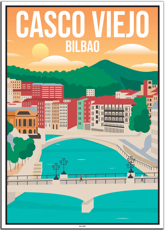 vintage travel poster bilbao #50x70cm-weier-farbrand