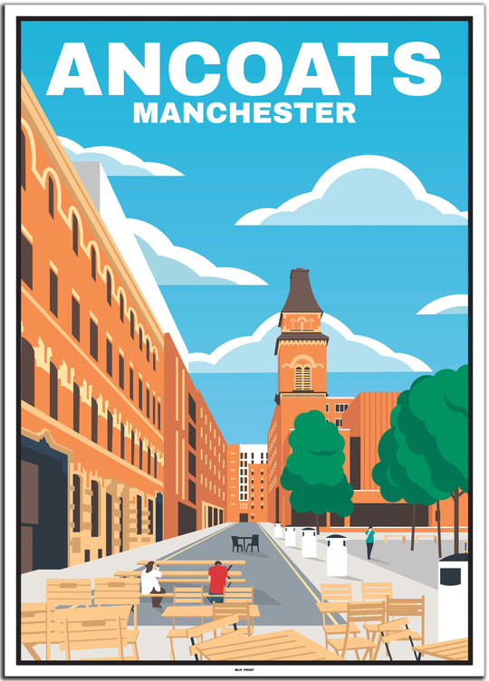 vintage travel poster manchester #50x70cm-white-color-border