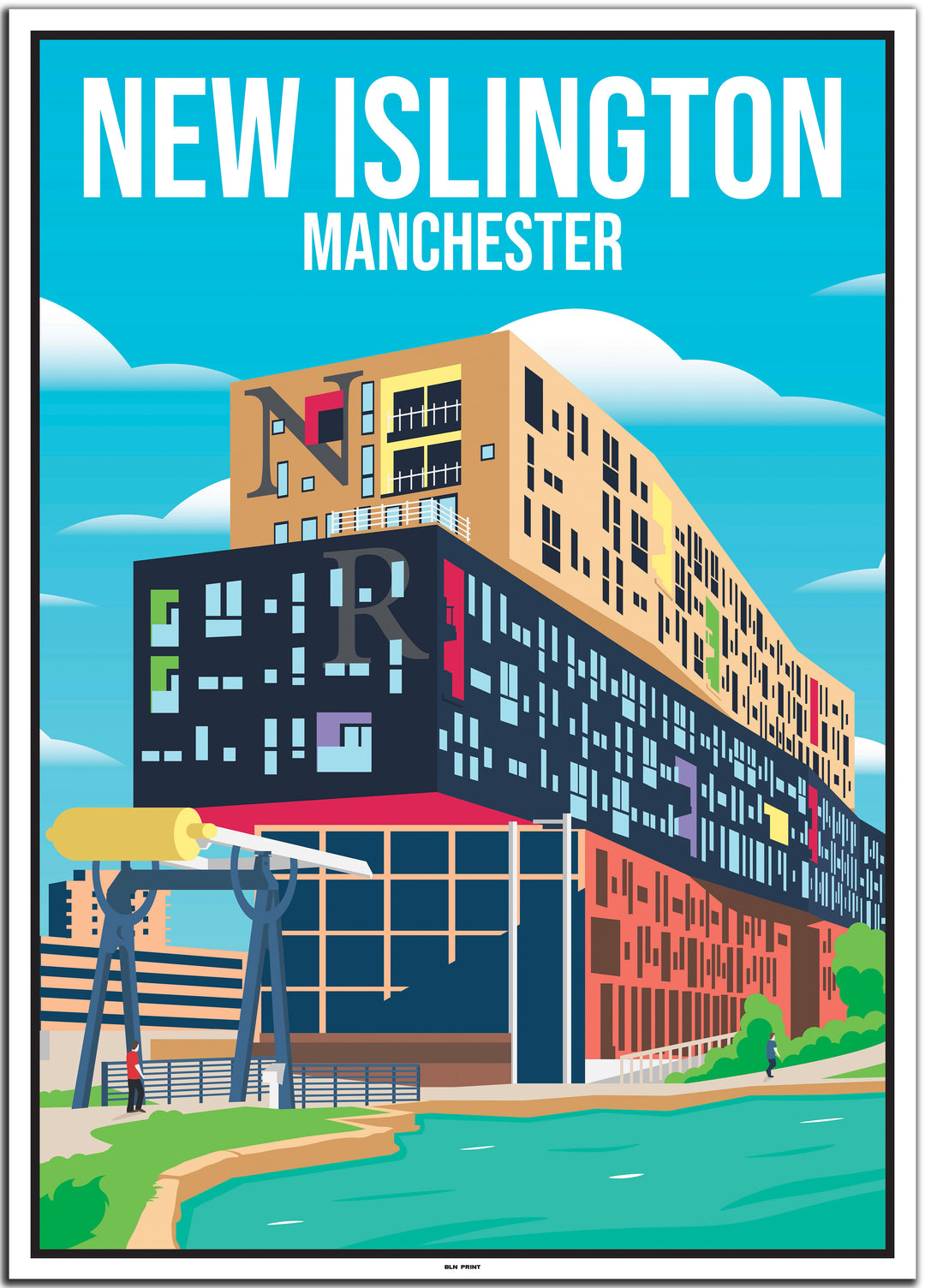 vintage travel poster manchester #50x70cm-white-color-border